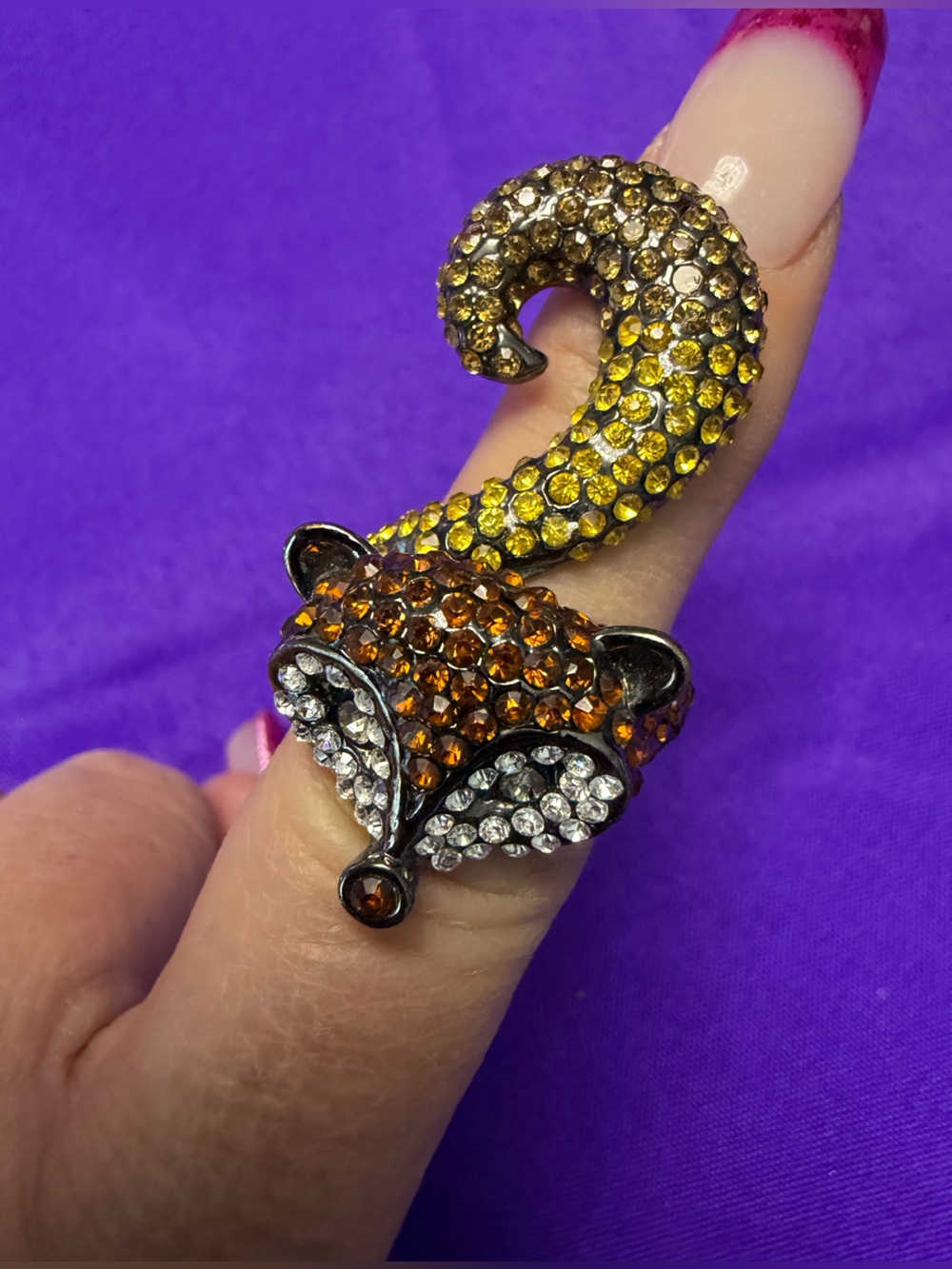 Park Lane Foxy Lady Fox Crystal Statement Ring Size 7 Retired $127